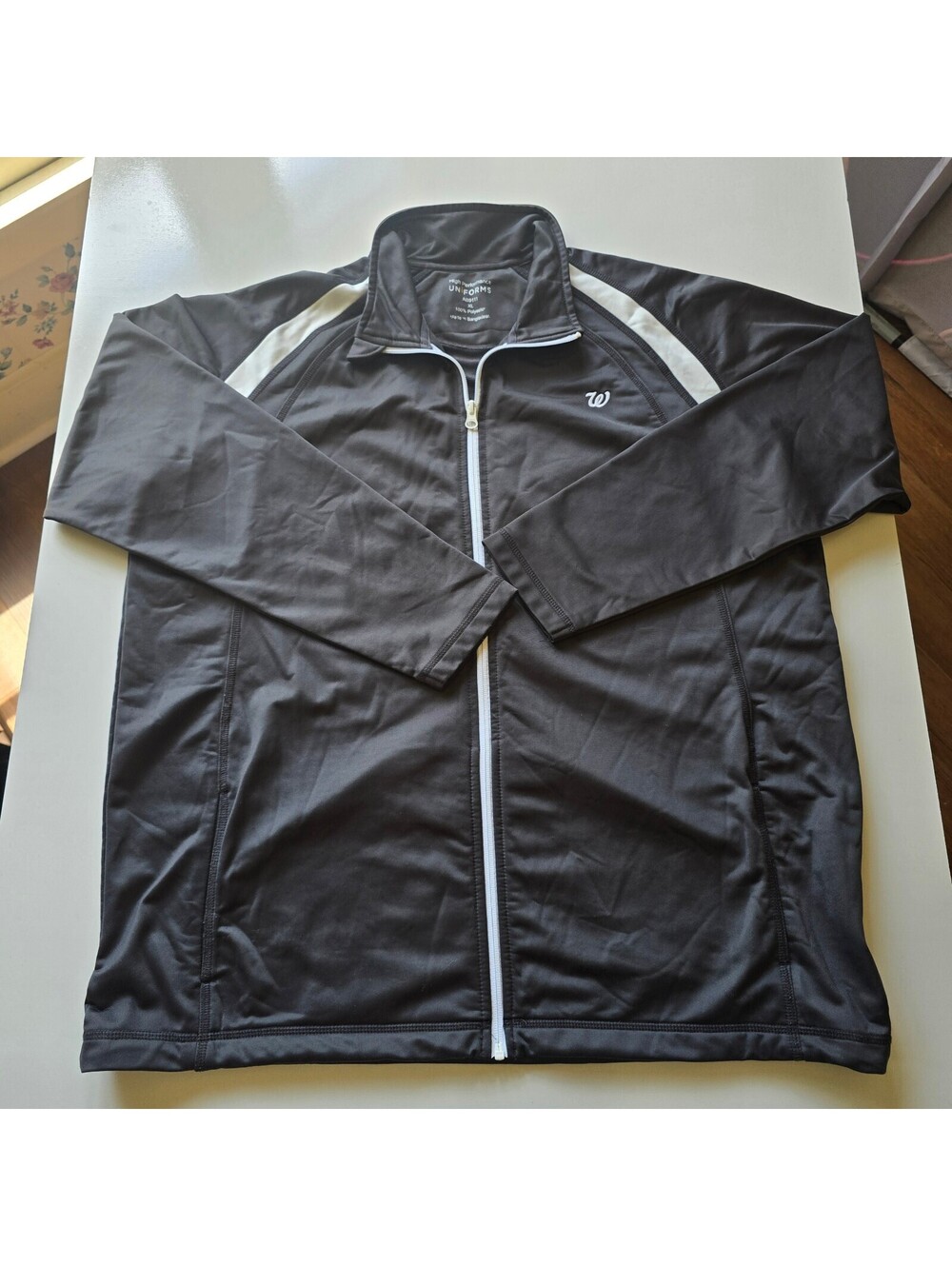Walgreens Employee Uniform Track Jacket Mens XL Dark Gray White Zip Active